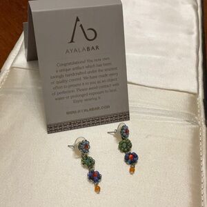 AyalaBar Multicolor Floral Drop Earrings - Blue, Green & Orange Accent